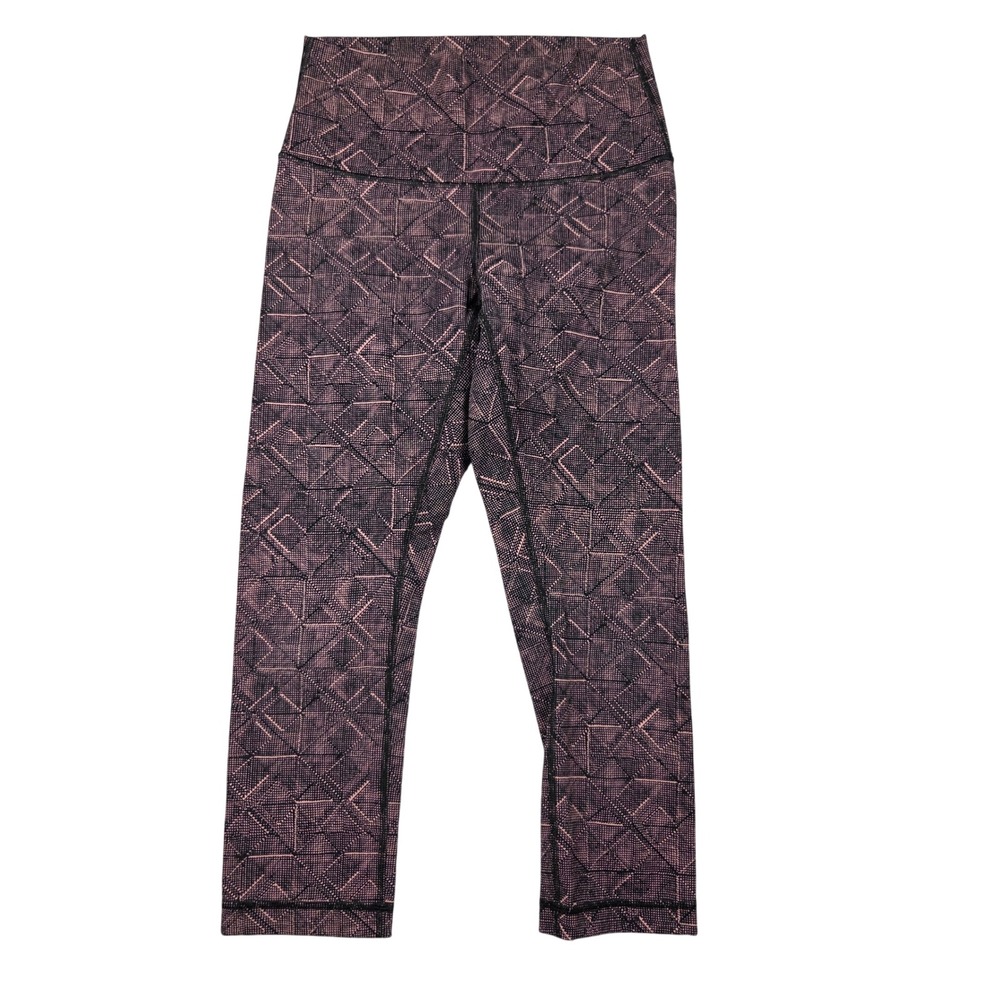 Lululemon High Times Pant Womens 6 Pink Black Excellent Geo Jacquard Leggings
